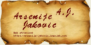 Arsenije Jaković vizit kartica